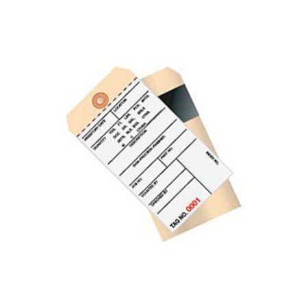 BOX PACKAGING 2 Part Carbon Inventory Tags, 0-499, #8, 6-1/4"L x 3-1/8"W, 500/Pack G17011